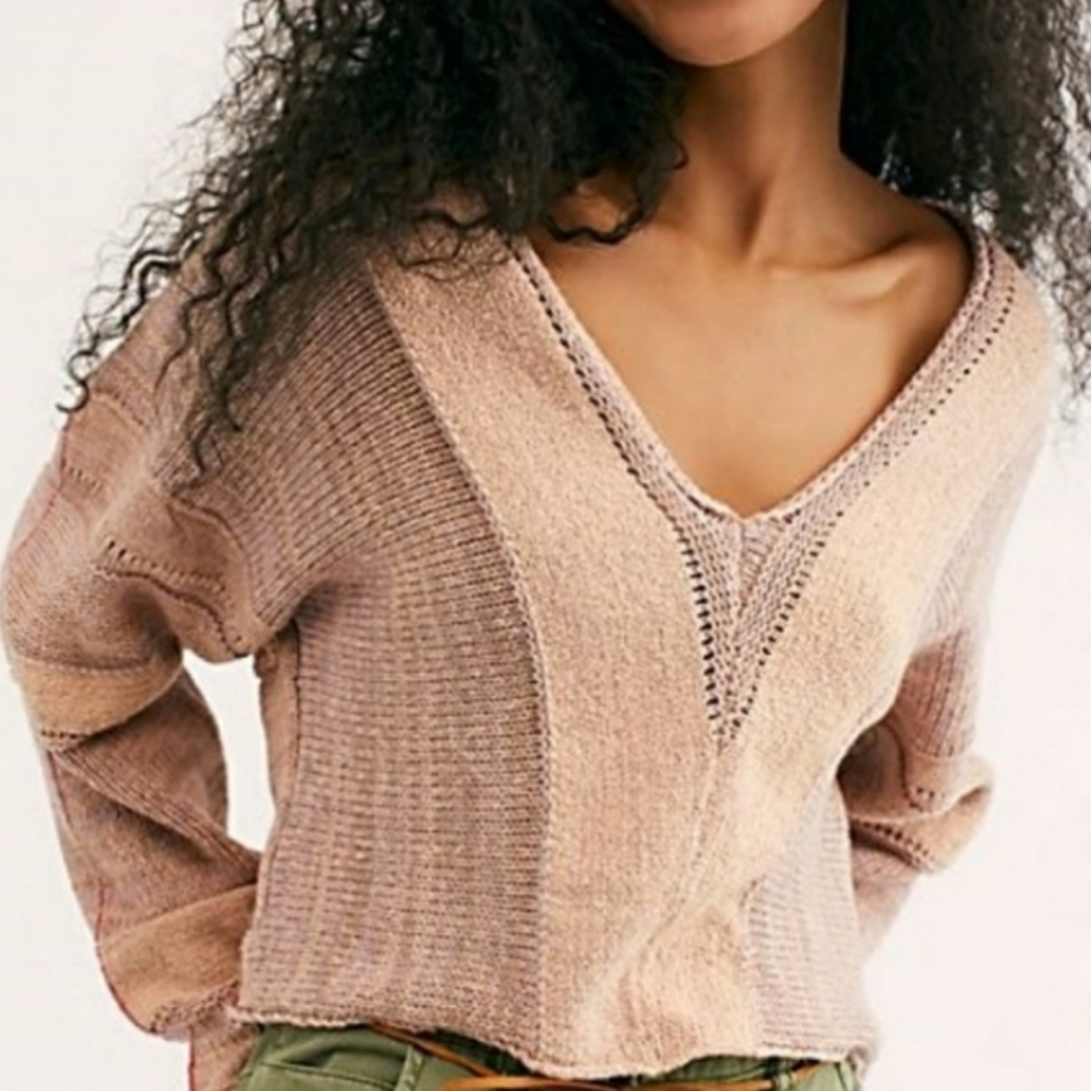 FREE PEOPLE For REVOLVE Lemonade Stand Ctton Blend Knit Sweater Pink Sal…
